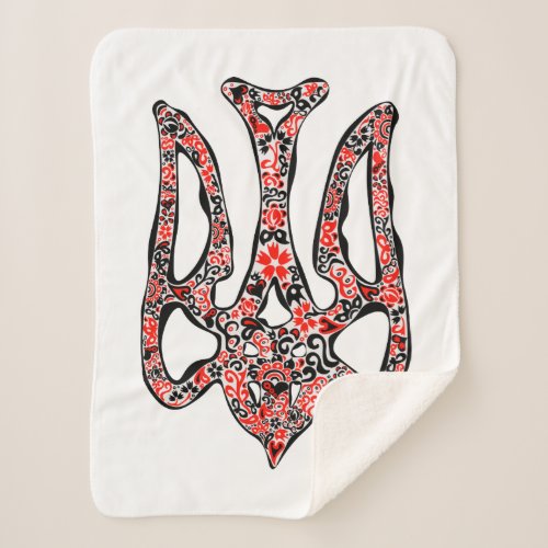 Ukrainian national emblem trident tryzub stylized sherpa blanket