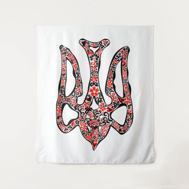 Ukrainian national emblem trident tryzub stylized  tapestry (Front)