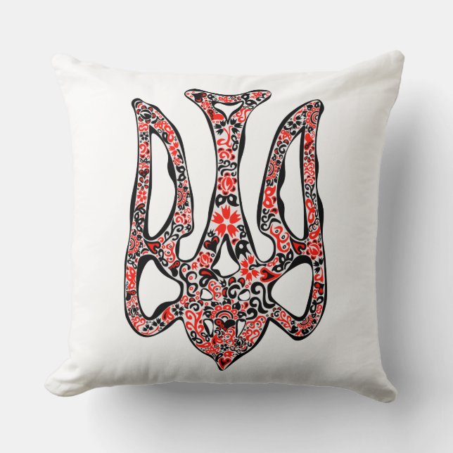 Ukrainian national emblem trident tryzub stylized throw pillow (Front)