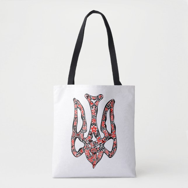 Ukrainian national emblem trident tryzub stylized tote bag (Front)