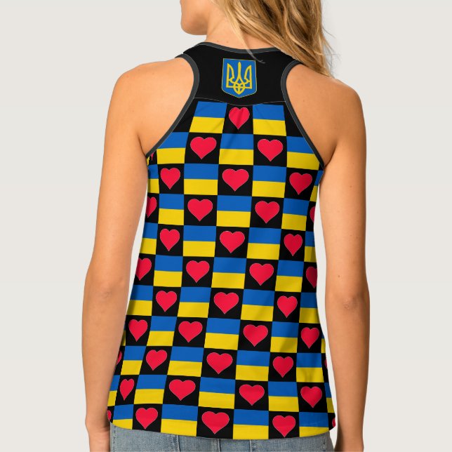 Ukrainian National Flag Heart Patriotic Ukraine Tank Top (Back)