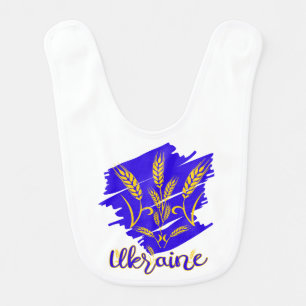 Ukrainian national symbol tryzub made of wheat ear baby bib