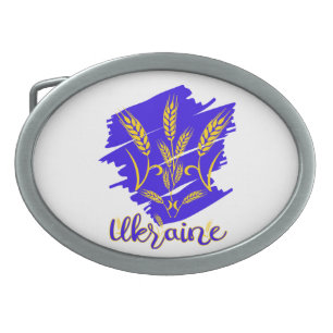 Ukrainian national symbol tryzub made of wheat ear belt buckle