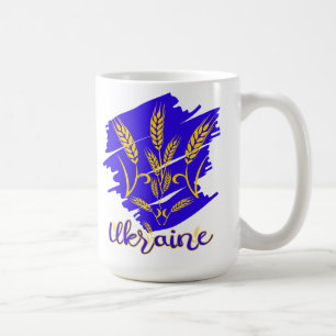 Ukrainian national symbol tryzub made of wheat ear coffee mug