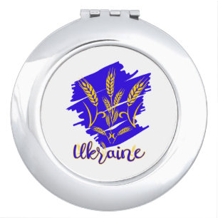 Ukrainian national symbol tryzub made of wheat ear compact mirror