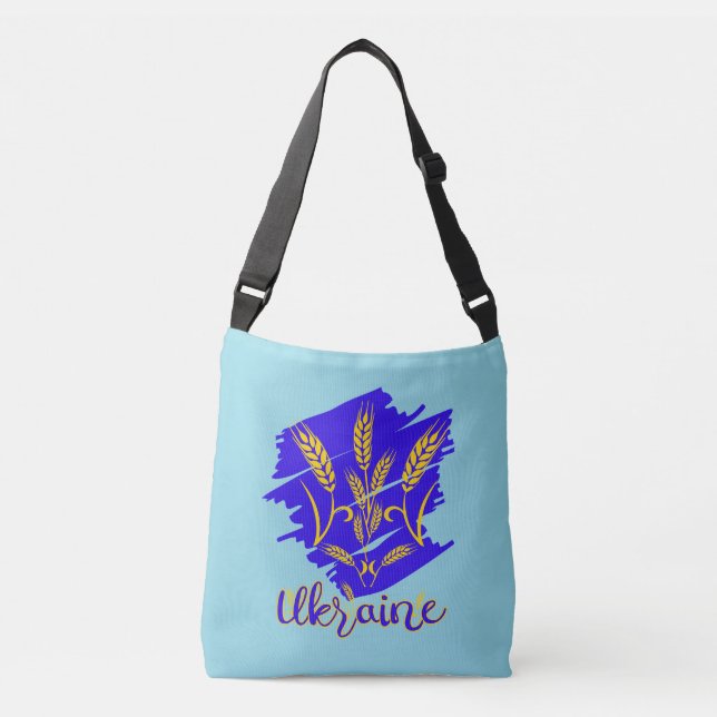 Ukrainian national symbol tryzub made of wheat ear crossbody bag (Front)