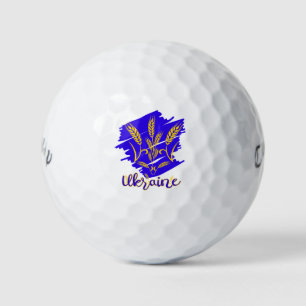 Ukrainian national symbol tryzub made of wheat ear golf balls