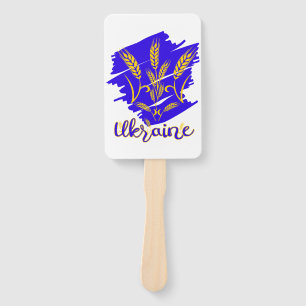 Ukrainian national symbol tryzub made of wheat ear hand fan