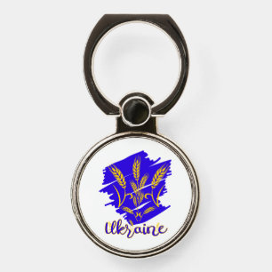 Ukrainian national symbol tryzub made of wheat ear phone ring stand