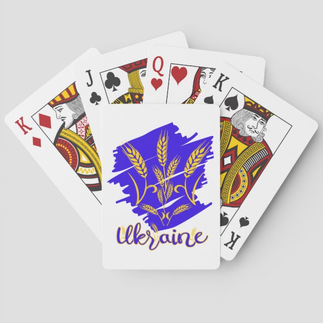 Ukrainian national symbol tryzub made of wheat ear poker cards (Back)