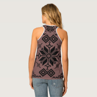 Ukrainian Pattern Brown and Black Tank Top