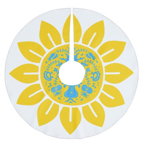 Ukrainian pattern in Sunflower Brushed Polyester Tree Skirt