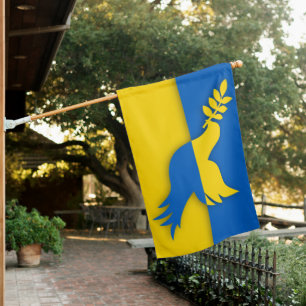 Ukrainian Peace Dove with Olive Branch Flag Art