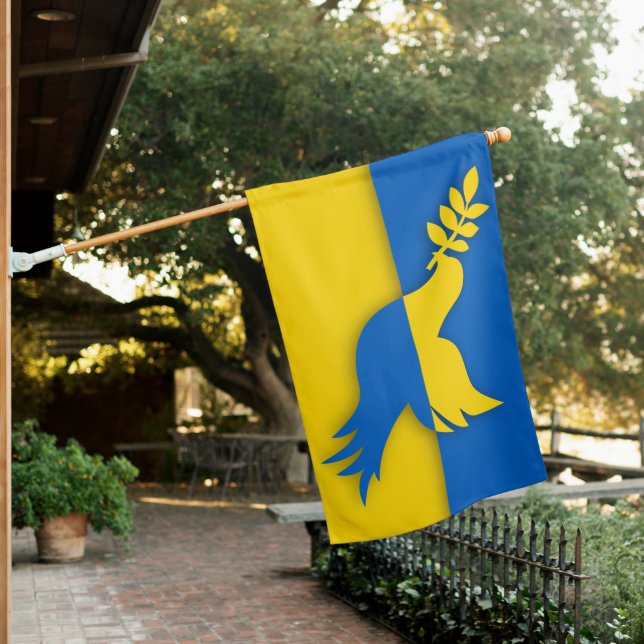 Ukrainian Peace Dove with Olive Branch Flag Art (In SItu)