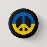 Ukrainian Peace Sign On A Black Background Button at Zazzle