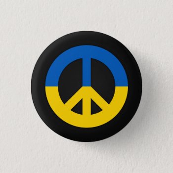 Ukrainian Peace Sign On A Black Background Button by maxiharmony at Zazzle