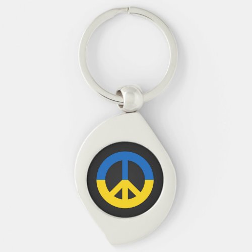 Ukrainian peace sign on a black background keychain