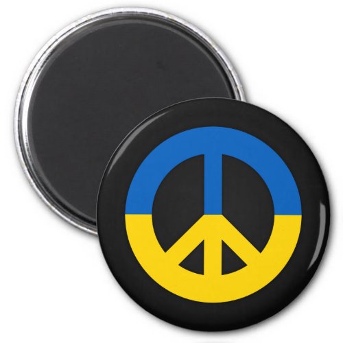 Ukrainian peace sign on a black background magnet
