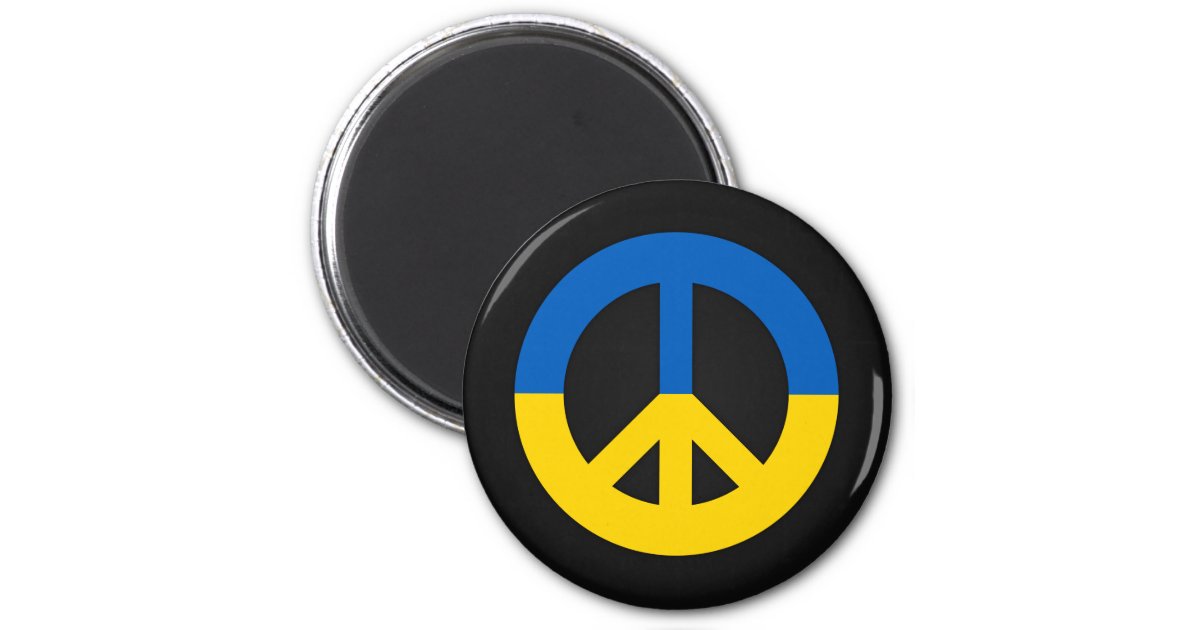 Ukrainian peace sign on a black background magnet | Zazzle