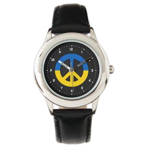 Ukrainian peace sign on a black background watch