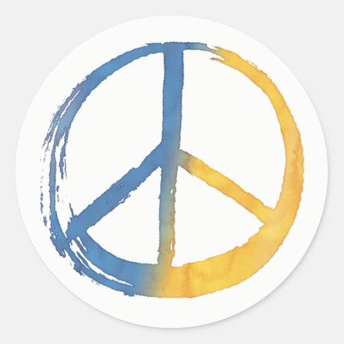 Ukrainian _ PEACE Symbol Blue Yellow Ukraine War Classic Round Sticker