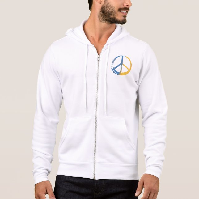 Ukrainian - PEACE Symbol Blue Yellow Ukraine War Hoodie (Front)