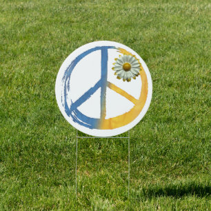 Ukrainian - PEACE Symbol Sign Daisy Ukraine War