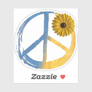Ukrainian PEACE Symbol Sign Sunflower Ukraine War Sticker