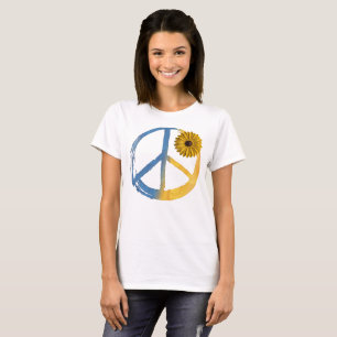 Ukrainian PEACE Symbol Sign Sunflower Ukraine War T-Shirt