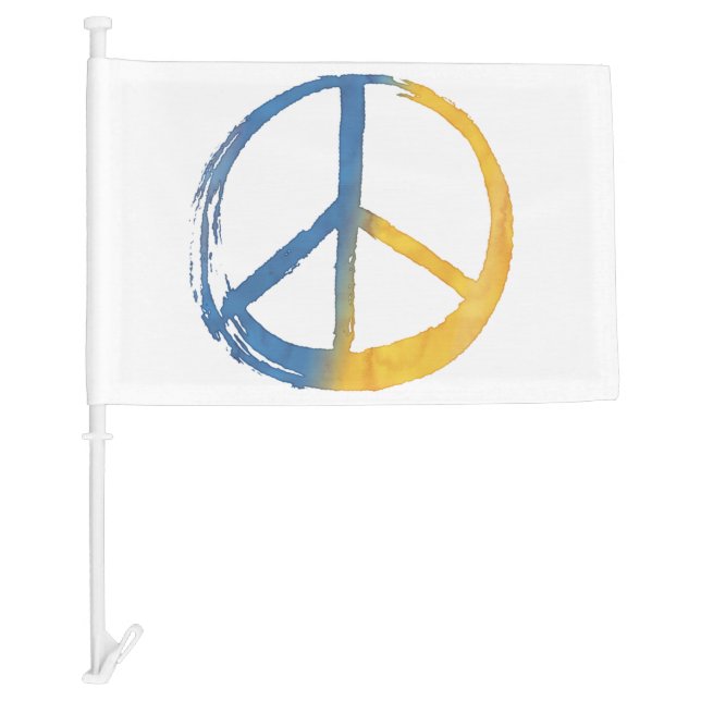 Ukrainian - PEACE Symbol Sign Ukraine Anti-War     Car Flag (Front)