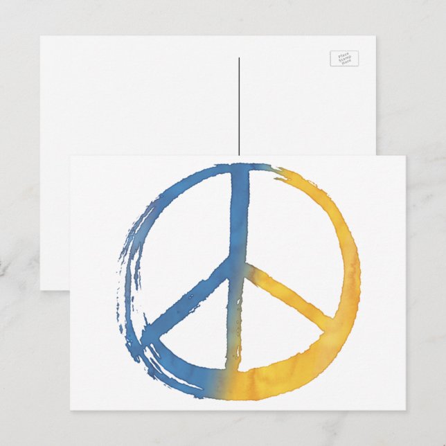Ukrainian - PEACE Symbol Sign Ukraine Colors War Holiday Postcard (Front/Back)