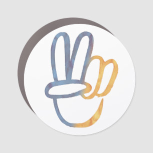 Ukrainian - PEACE Symbol V-Sign Ukraine Anti-War Car Magnet