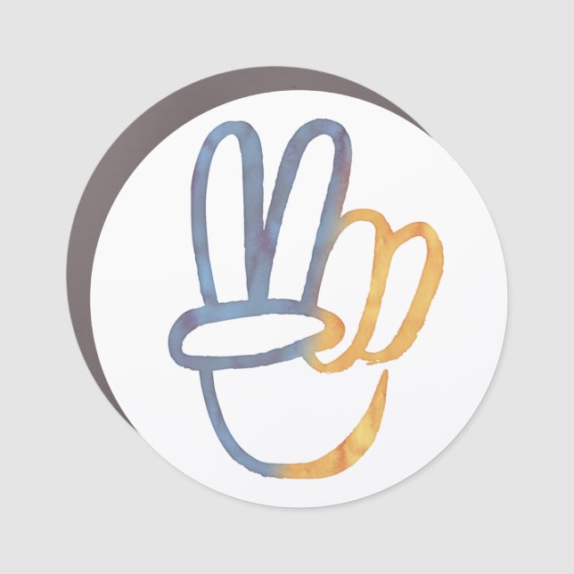 Ukrainian - PEACE Symbol V-Sign Ukraine Anti-War   Car Magnet (Front)
