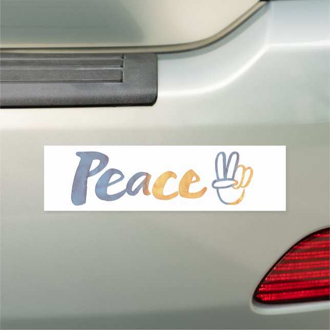 Ukrainian - PEACE Symbol V-Sign Ukraine Anti-War   Car Magnet (In Situ)