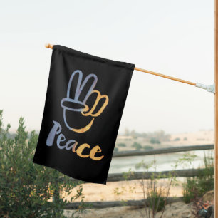 Ukrainian PEACE Symbol V-Sign Ukraine Anti-War  House Flag