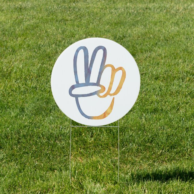 Ukrainian - PEACE Symbol V-Sign Ukraine Anti-War Sign (Insitu)