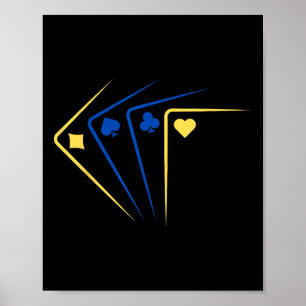 Ukrainian Playing Cards Ace Flag Solidarity Poster