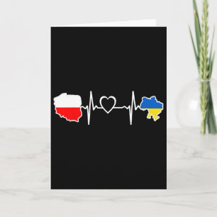 Ukrainian Polish Flag - Ukraine Poland Heartbeat 1 Card