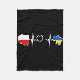 Ukrainian Polish Flag - Ukraine Poland Heartbeat 1 Fleece Blanket