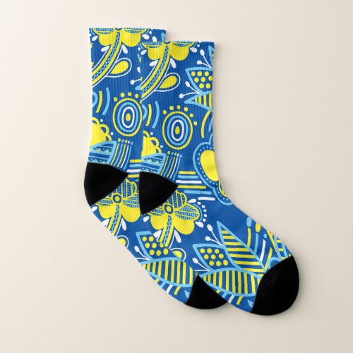 Ukrainian poltava embroidery style print socks
