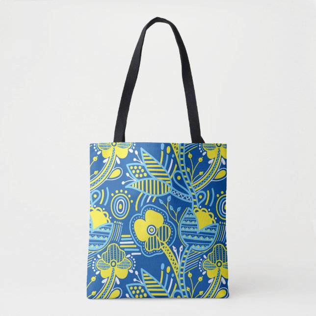Ukrainian poltava embroidery style print tote bag (Front)