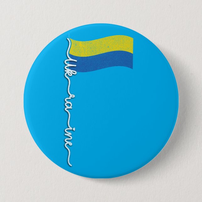 Ukrainian Pride Flagpole-Elegant Signature Design Button (Front)