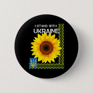Ukrainian Pride I Stand With Ukraine Sunflower And Button