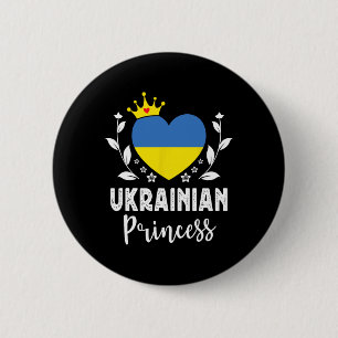 Ukrainian Princess Ukraine Flag Proud Ukrainian Gi Button