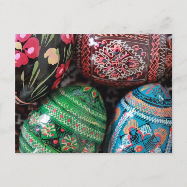 Ukrainian pysanky - easter eggs holiday postcard (Front)