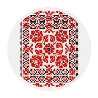 Ukrainian Red Black Embroidery Edible Frosting