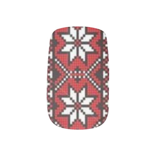 Ukrainian Red Black Embroidery Minx Nail Art