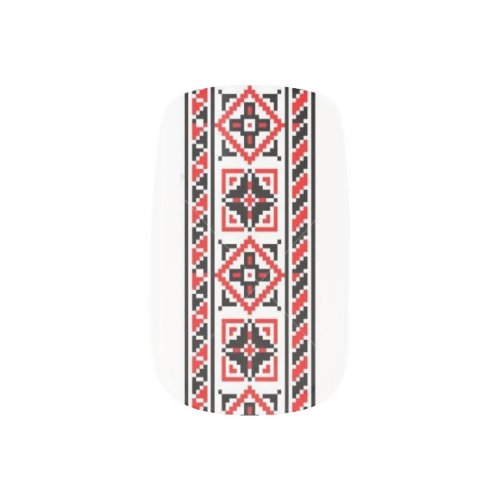Ukrainian Red Black Embroidery Minx Nail Wraps
