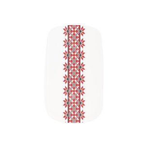 Ukrainian Red Black Embroidery Minx Nail Wraps