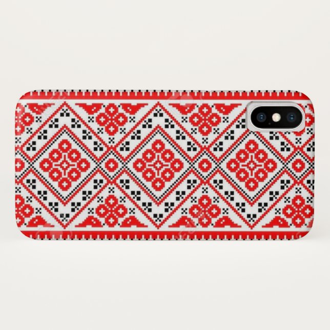 Ukrainian Red Sun Embroidery iPhone Galaxy Case (Back (Horizontal))